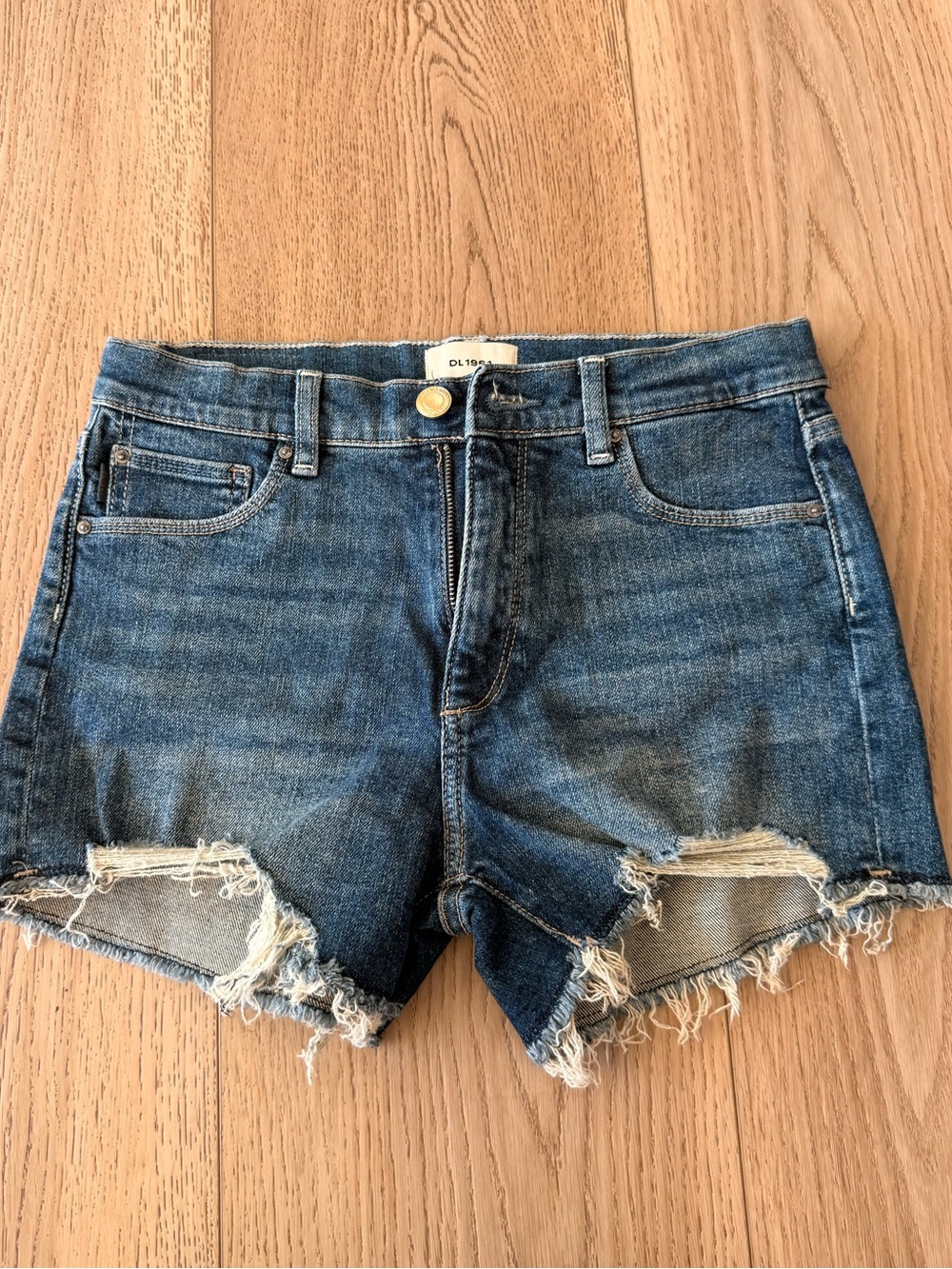 DL1961 Distressed Cutoff Denim Shorts - Blue